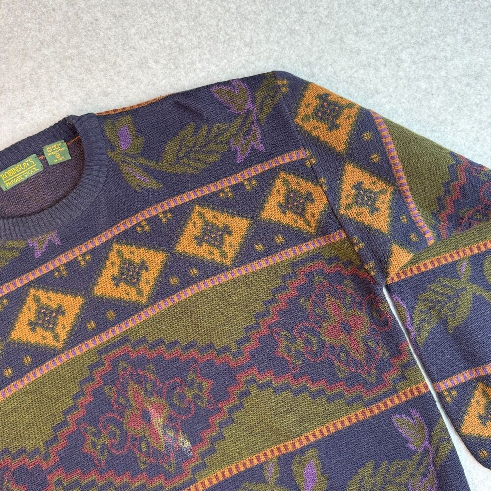 Vintage Robinson's Made in Italy Pull Over Crewneck Geometric Grandpa Sweater M
